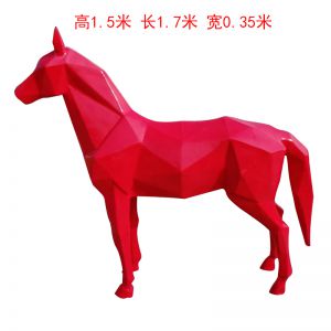 抽象紅馬玻璃鋼幾何抽象動物